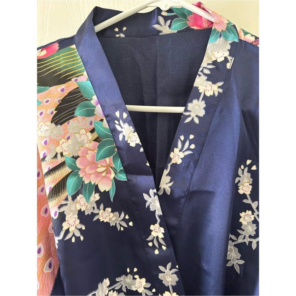 Vibrant Peacock Floral Kimono Robe Coverup Boho Floral - Picture 5 of 7
